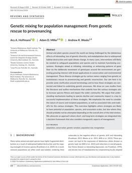 Genetic Mixing for Population Management: from Genetic Rescue to Provenancing