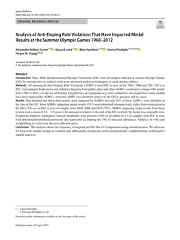 Analysis of Anti-Doping Rule Violations That Have Impacted