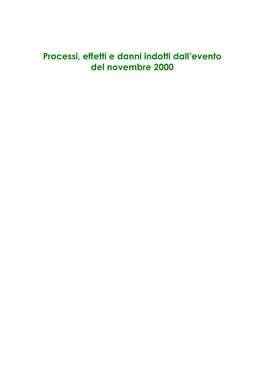 Processi, Effetti E Danni Indotti Dall'evento Del Novembre 2000