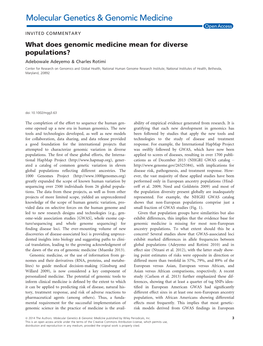 What Does Genomic Medicine Mean for Diverse Populations?