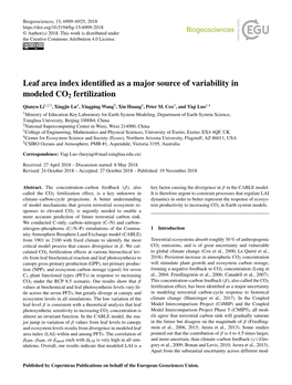 Leaf Area Index Identified As a Major Source of Variability in Modeled