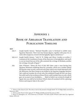 Appendix Book of Abraham Translation and Publication Timeline