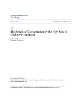 The Benefits of Orchestration for the High School Orchestra Conductor Robert D