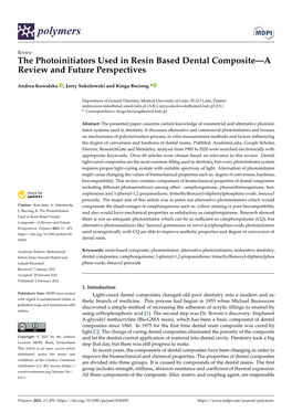The Photoinitiators Used in Resin Based Dental Composite—A Review and Future Perspectives