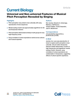 Universal and Non-Universal Features of Musical Pitch Perception Revealed by Singing