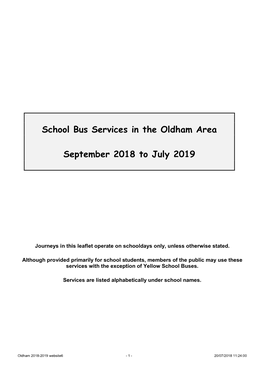 School Bus Services in the Oldham Area September 2018 to July 2019