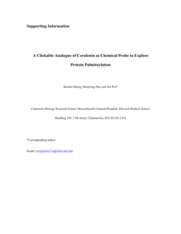 Supporting Information a Clickable Analogue of Cerulenin As