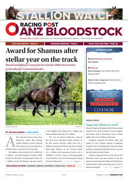 Award for Shamus After Stellar Year on the Track | 3 | Tuesday, May 12, 2020