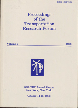 Proceedings of the Transportation Research Forum