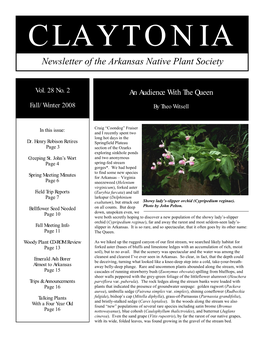 Newsletter of the Arkansas Native Plant Society