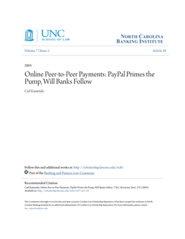 Online Peer-To-Peer Payments: Paypal Primes the Pump, Will Banks Follow Carl Kaminski