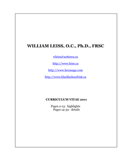 WILLIAM LEISS, Ph.D., F.R.S.C