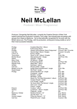 Neil Mclellan Complete CV