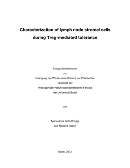 Characterization of Lymph Node Stromal Cells During Treg-Mediated Tolerance