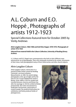 Coburn Photographs 1912 to 1923