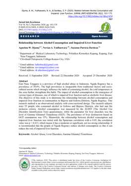 Relationship Between Alcohol Consumption and Impaired Liver Function