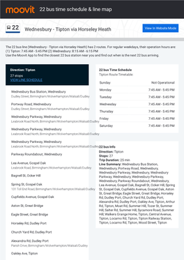 22 Bus Time Schedule & Line Route