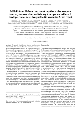MLLT10 and IL3 Rearrangement Together with a Complex Four-Way
