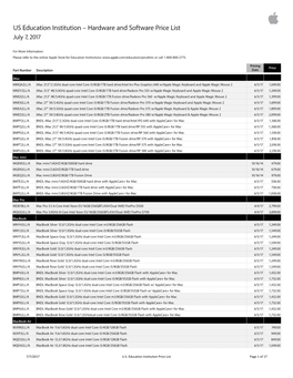 Apple Education Institution Price List