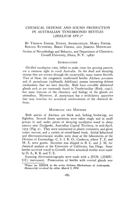 Chemical Defense and Sound Production in Australian