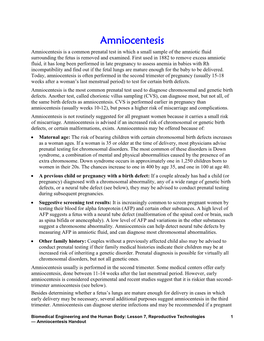 Amniocentesis Handout Woman’S Membranes Have Ruptured Prematurely