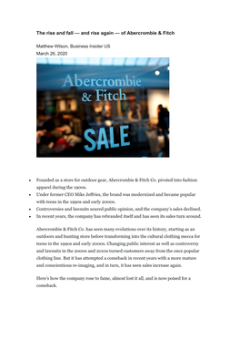 The Rise and Fall — and Rise Again — of Abercrombie & Fitch