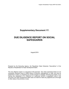 Due Diligence on Social Safeguards