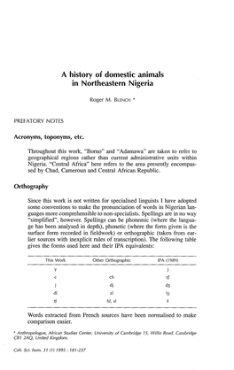 A History of Domestic Animals in Northeastern Nigeria