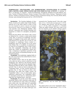 Morphologic, Stratigraphic and Morphometric Investigations in Eastern Libya Montes, Mars: Implications for Long-Term Fluvial Activity