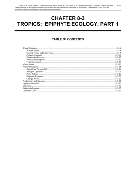 Volume 4, Chapter 8-3: Tropics: Epiphyte Ecology, Part 1