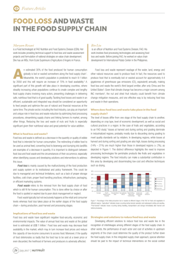 Food Loss and Waste in the Food Supply Chain