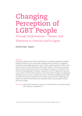 Changing Perception of LGBT People Through Performances – Theater and Television in America and in Japan