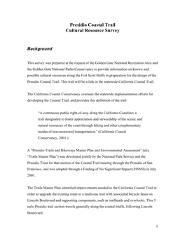 Presidio Coastal Trail Cultural Resource Survey