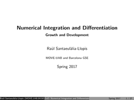 Numerical Integration and Differentiation Growth And