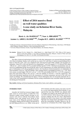 Effect of 2014 Massive Flood on Well Water Qualities: a Case Study on Kelantan River Basin, Malaysia