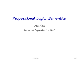 (Slides) Propositional Logic: Semantics