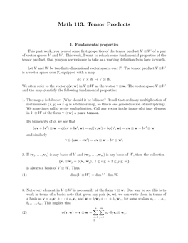 Math 113: Tensor Products