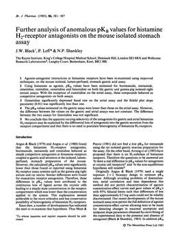 Further Analysis of Anomalous Pkbvalues for Histamine