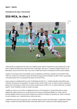 ESS-MCA, Le Choc ! : Toute L'actualité Sur Liberte-Algerie.Com