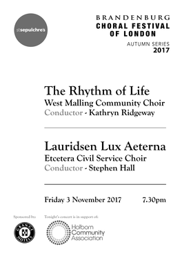 The Rhythm of Life Lauridsen Lux Aeterna