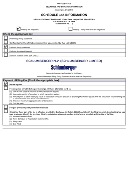 Schedule 14A Information Schlumberger Nv