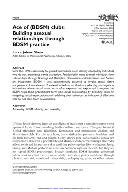 Ace of (BDSM) Clubs: Building Asexual Relationships Through BDSM Practice