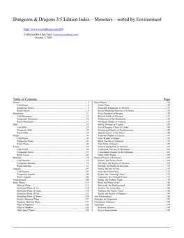 Dungeons & Dragons 3.5 Edition Index – Monsters – Sorted By