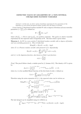 Expected Value of Logarithm of a Non-Central Chi-Squared Random Variable