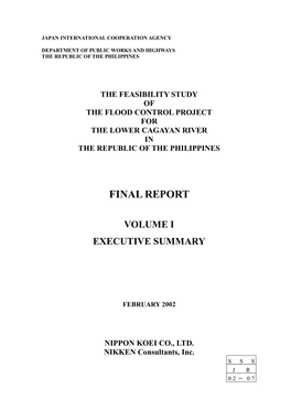 The Feasibility Study of the Flood Control Project for the Lower Cagayan River in the Republic of the Philippines