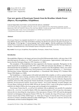 Zootaxa, Four New Species of Paratrizygia Tonnoir from The