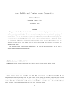 Asset Bubbles and Product Market Competition