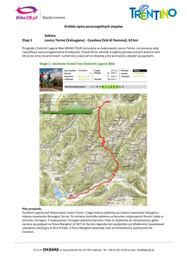 Krótkie Opisy Poszczególnych Etapów Sobota Etap 1 Levico Terme