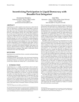 Incentivising Participation in Liquid Democracy with Breadth-First Delegation∗