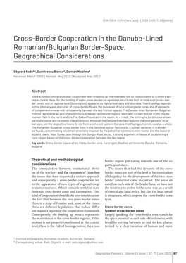 Cross-Border Cooperation in the Danube-Lined Romanian/Bulgarian Border-Space